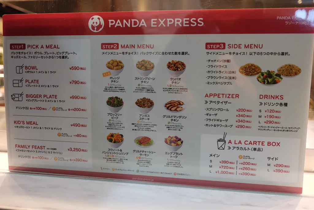Panda Express menu for delicious fast Chinese food